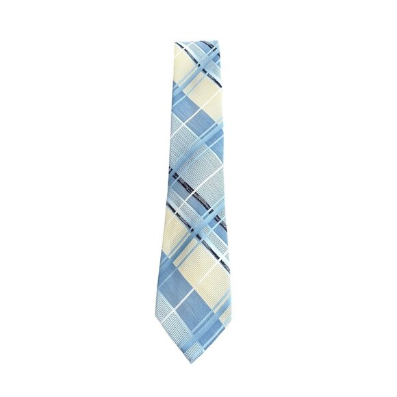 Vintage Wembley Blue and Yellow Plaid Tie - Picture 1 of 3